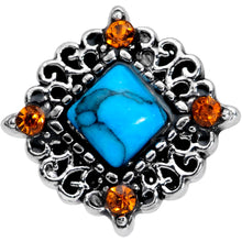 Load image into Gallery viewer, 20G 5/16 Yellow Gem Blue Faux Turquoise Rhombus Nose Ring