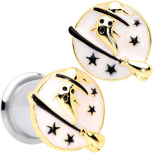 Load image into Gallery viewer, White Witch Ghost Broom Halloween Double Flare Plug Set