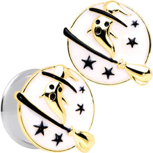 Load image into Gallery viewer, White Witch Ghost Broom Halloween Double Flare Plug Set
