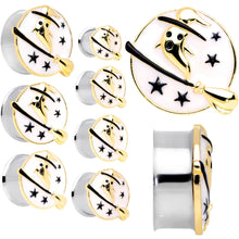 Load image into Gallery viewer, White Witch Ghost Broom Halloween Double Flare Plug Set