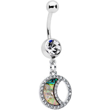 Load image into Gallery viewer, Clear Gem Iridescent Crescent Moon Dangle Belly Ring