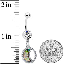 Load image into Gallery viewer, Clear Gem Iridescent Crescent Moon Dangle Belly Ring