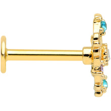 Load image into Gallery viewer, 16G 5/16 White Faux Opal Gold Hue Web Flower Labret Monroe Tragus
