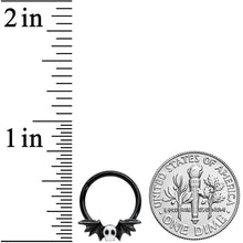 Load image into Gallery viewer, 16G 3/8 Wing Skull Memento Mori Halloween Hinged Segment Ring
