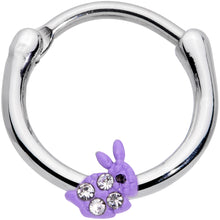 Load image into Gallery viewer, 16G 3/8 Clear Gem Purple Easter Bunny Cartilage Clicker