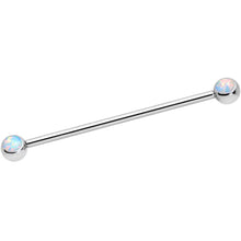 Load image into Gallery viewer, 14G White Faux Opal Ball Ends Industrial Barbell 35mm