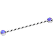 Load image into Gallery viewer, 14G Purple Faux Opal Ball Ends Industrial Barbell 35mm