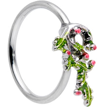 Load image into Gallery viewer, 20G 5/16 Pink CZ Gem Candy Cane Holly Christmas Nose Hoop