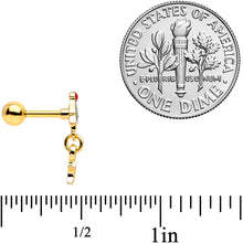 Load image into Gallery viewer, 16G 1/4 Red Gem Gold Tone Tree Christmas Dangle Cartilage Tragus