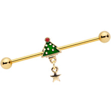 Load image into Gallery viewer, 14G Red Gem Star Christmas Tree Dangle Industrial Barbell 38mm