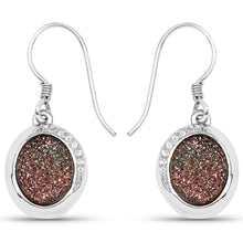 Load image into Gallery viewer, 4.72 Carat Genuine Copper Bloom Drusy and White Topaz .925 Sterling Silver Earrings
