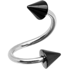 Load image into Gallery viewer, 16G 3/8 Black Cone Ends Spiral Twister Eyebrow Ring