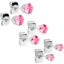 Load image into Gallery viewer, 20G Pink CZ Gem 3mm to 5mm Post Stud Earring Set of 3