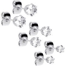 Load image into Gallery viewer, 20G Clear CZ Gem 3mm to 5mm Post Stud Earring Set of 3