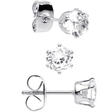 Load image into Gallery viewer, 20G Clear CZ Gem 3mm to 5mm Post Stud Earring Set of 3