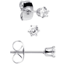 Load image into Gallery viewer, 20G Clear CZ Gem 3mm to 5mm Post Stud Earring Set of 3