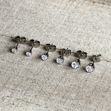 Load image into Gallery viewer, 20G Clear CZ Gem 3mm to 5mm Post Stud Earring Set of 3