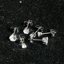Load image into Gallery viewer, 20G Clear CZ Gem 3mm to 5mm Post Stud Earring Set of 3