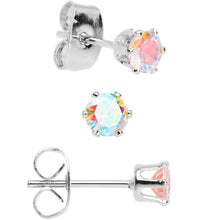 Load image into Gallery viewer, 20G Aurora CZ Gem 3mm to 5mm Post Stud Earring Set of 3