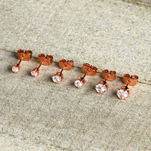 Load image into Gallery viewer, 20G Clear CZ Gem Rose Gold Tone Post Stud Earring Set of 3