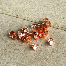 Load image into Gallery viewer, 20G Clear CZ Gem Rose Gold Tone Post Stud Earring Set of 3
