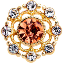 Load image into Gallery viewer, 20G 1/4 Pink Clear CZ Gem Gold Tone Sunburst L Shape Nose Ring