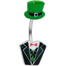 Load image into Gallery viewer, Leprechaun Formal Tuxedo St Patricks Day Belly Ring