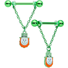 Load image into Gallery viewer, 14G 9/16 Leprechaun St Patricks Day Dangle Nipple Ring Set