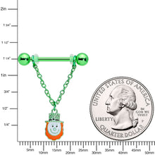Load image into Gallery viewer, 14G 9/16 Leprechaun St Patricks Day Dangle Nipple Ring Set