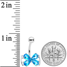 Load image into Gallery viewer, Aqua CZ Gem Beauty Bow Belly Ring
