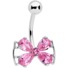Load image into Gallery viewer, Pink CZ Gem Beauty Bow Belly Ring