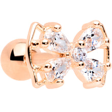 Load image into Gallery viewer, 16G 1/4 Clear CZ Gem Rose Gold Tone Beauty Bow Cartilage Tragus