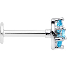 Load image into Gallery viewer, 16G 5/16 Aqua CZ Gem Beauty Bow Labret Monroe Tragus