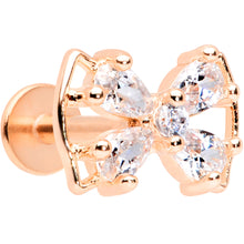 Load image into Gallery viewer, 16G 5/16 Clear CZ Gem Rose Gold Tone Beauty Bow Labret Tragus