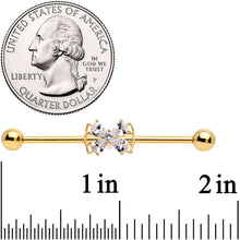 Load image into Gallery viewer, 14G Clear CZ Gem Gold Tone Beauty Bow Industrial Barbell 38mm