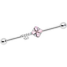 Load image into Gallery viewer, 14G Pink Gem Open Key Industrial Barbell 38mm