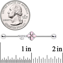 Load image into Gallery viewer, 14G Pink Gem Open Key Industrial Barbell 38mm