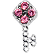 Load image into Gallery viewer, 20G 5/16 Pink Gem Open Key Nose Hoop