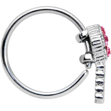 Load image into Gallery viewer, 20G 5/16 Pink Gem Open Key Nose Hoop
