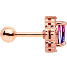 Load image into Gallery viewer, 16G 1/4 Purple Tourmaline Rose Gold Tone Cartilage Tragus Earring