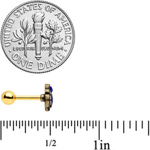 Load image into Gallery viewer, 16G 1/4 Blue Gem Gold Tone Heirloom Drop Cartilage Tragus Earring