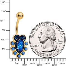 Load image into Gallery viewer, Blue Gem Gold Tone Opulent Oval Belly Ring