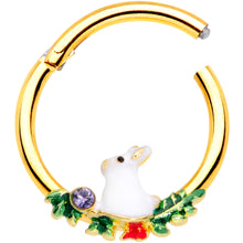 Load image into Gallery viewer, 16G 3/8 Purple Gem Gold Tone White Rabbit Hinged Segment Ring