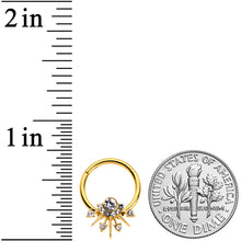 Load image into Gallery viewer, 16G 3/8 Clear CZ Gem Gold Tone Elegant Crest Hinged Segment Ring