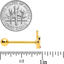 Load image into Gallery viewer, Blue Red CZ Gem Gold Tone Reindeer Christmas Barbell Tongue Ring