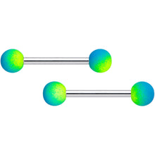 Load image into Gallery viewer, 14G 9/16 Yellow Blue Ombre Soft Finish Barbell Nipple Ring Set