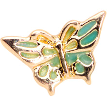 Load image into Gallery viewer, 16G 1/4 Gold Tone Green Inlay Butterfly Cartilage Tragus Earring