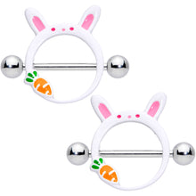 Load image into Gallery viewer, 14G 9/16 Carrot White Easter Bunny Nipple Shield Set