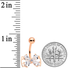 Load image into Gallery viewer, Clear CZ Gem Rose Gold Tone Beauty Bow Belly Ring
