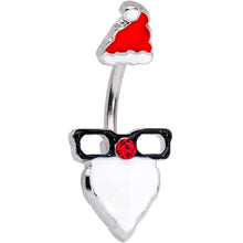 Load image into Gallery viewer, Red Gem Santa Face Glasses Christmas Belly Ring